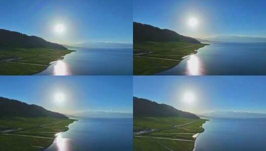新疆赛里木湖HDR航拍高清在线视频素材下载