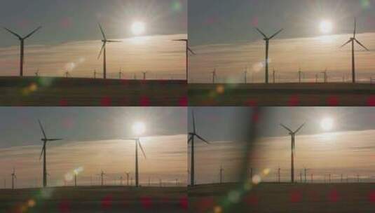 涡轮机，风电场，风力涡轮机，无人机高清在线视频素材下载