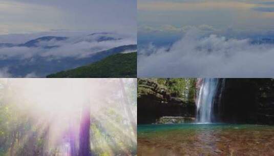 山川森林山林大自然风景流水云雾空镜高清在线视频素材下载