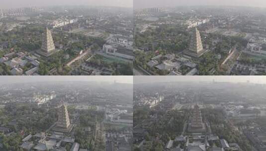 航拍视角下的西安大雁塔全景高清在线视频素材下载