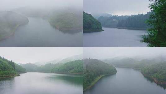 阴雨水库高清在线视频素材下载