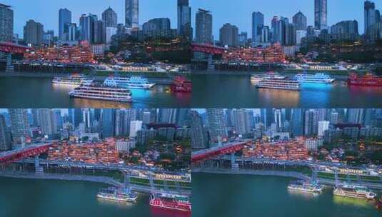 重庆洪崖洞夜景航拍4K高清在线视频素材下载