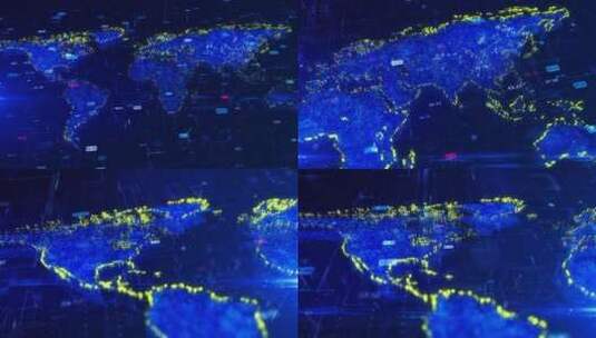 科技信息世界地图粒子点阵特效4KAE工程高清AE视频素材下载