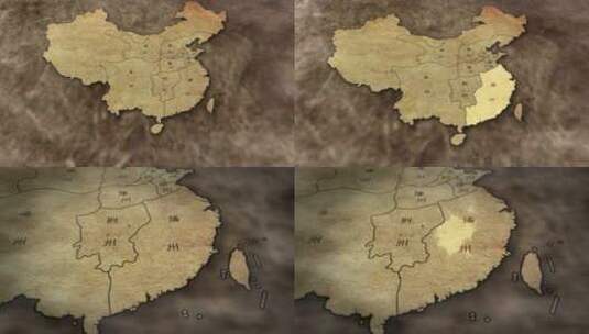中国古代九州地图高清AE视频素材下载