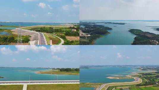 荆门漳河十里画廊航拍高清在线视频素材下载