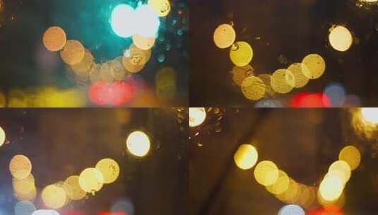 夜晚行车车内光斑散景效果画面高清在线视频素材下载