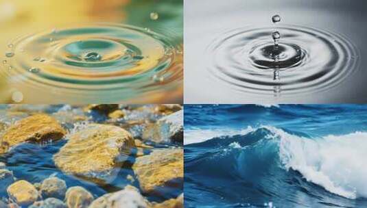 河流河水溪流溪水山泉水矿泉水水滴水波纹高清在线视频素材下载