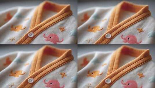 儿童卡通刺绣针织衫细节展示高清在线视频素材下载