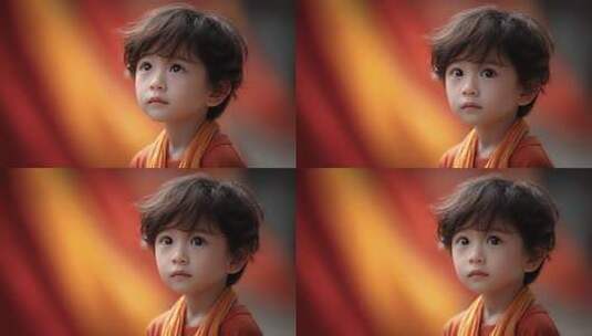 少年儿童纯真眼神展望未来高清在线视频素材下载