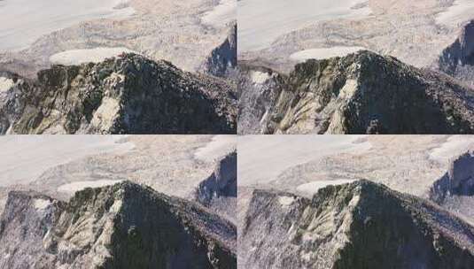 高山上的登山者远景画面高清在线视频素材下载