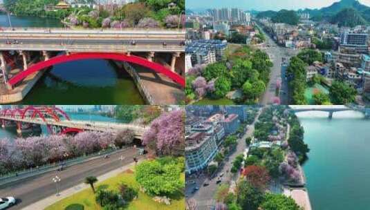 柳州文惠桥2022年最新航拍及周边建筑高清在线视频素材下载