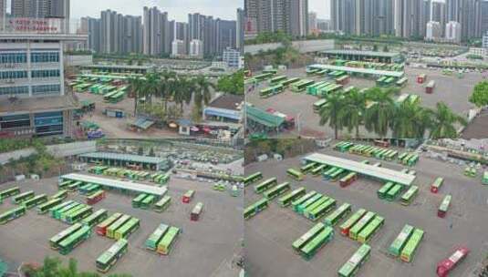 广西南宁公交车停靠站航拍高清在线视频素材下载