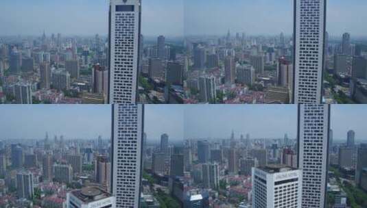 城市航拍南京金陵饭店从底部摇到顶部 中景高清在线视频素材下载