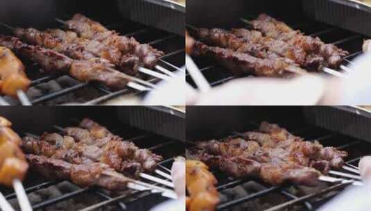 夏季烧烤美味烤翅烤肠烧烤食材高清在线视频素材下载