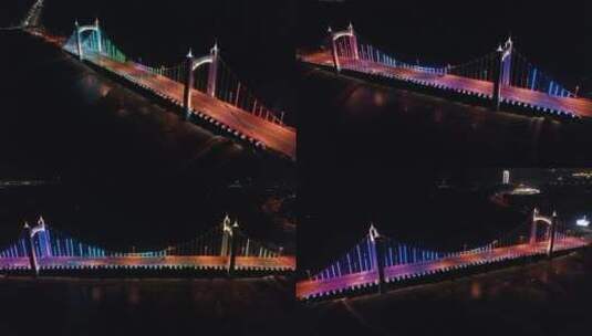 唯美的桥梁城市的夜景航拍高清在线视频素材下载