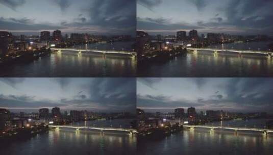 4k航拍衡阳船山路湘江大桥夜景高清在线视频素材下载