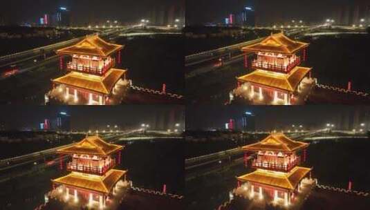 洛阳隋唐洛阳城古城墙遗址航拍高清在线视频素材下载