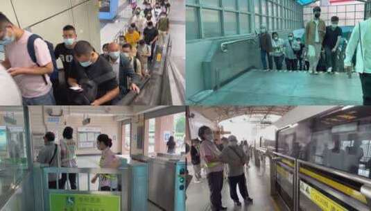实拍盲人乘坐地铁 残障人士乘坐地铁高清在线视频素材下载