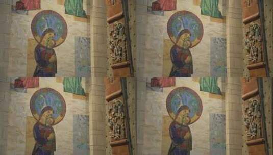 精致的宗教壁画高清在线视频素材下载