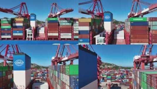 上海洋山港口货轮装卸货高清在线视频素材下载