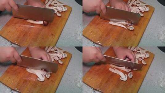 洗蘑菇切蘑菇切松茸高清在线视频素材下载
