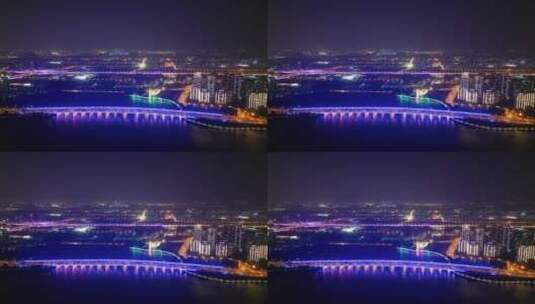 江苏苏州国金中心夜景灯光航拍高清在线视频素材下载