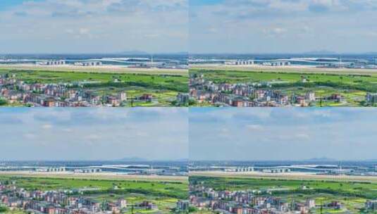 杭州萧山机场航空港全景延时摄影高清在线视频素材下载