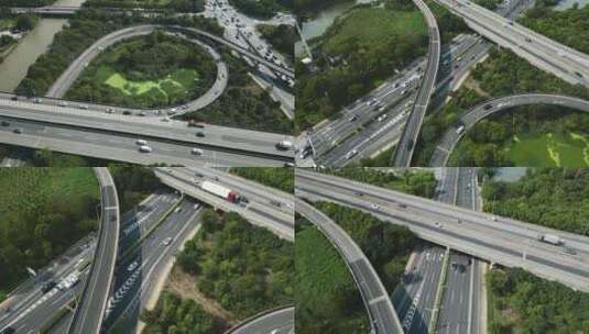 上海城市高架桥交通枢纽航拍4K高清在线视频素材下载
