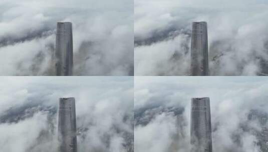 武汉绿地中心穿云航拍高清在线视频素材下载