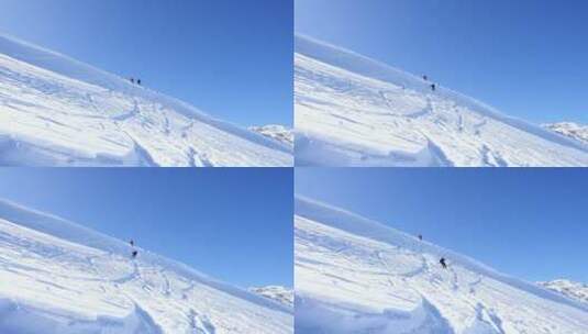积雪覆盖的雪山 滑雪运动高清在线视频素材下载