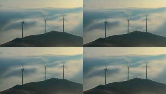 高山云海延时摄影自然风光风车时间流逝高清在线视频素材下载