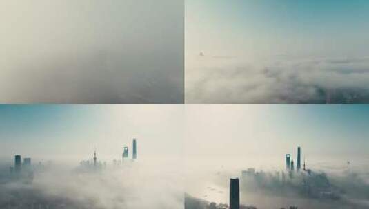 上海平流雾航拍合集高清在线视频素材下载
