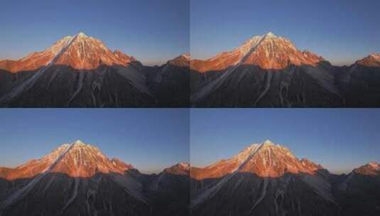 川西雅拉雪山日落日照金山航拍高清在线视频素材下载