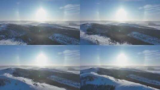 大兴安岭林区雪霁日晕现象高清在线视频素材下载