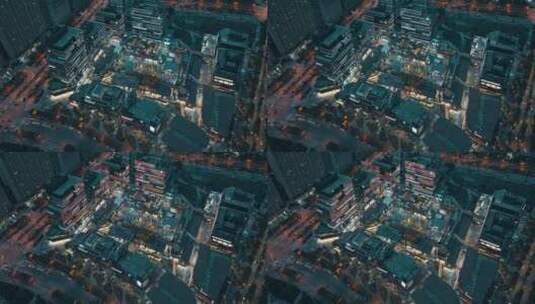 航拍西安城市南三环建筑夜景高清在线视频素材下载