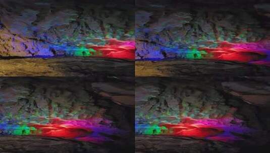 郴州万华岩溶洞地下河风光彩色钟乳石竖屏4高清在线视频素材下载
