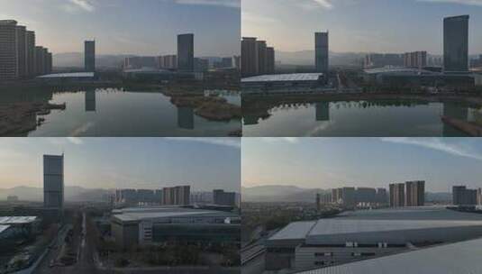 义乌清晨航拍空镜高清在线视频素材下载