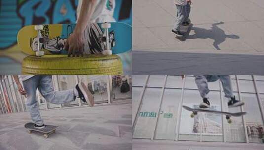 滑板青年玩滑板高清在线视频素材下载