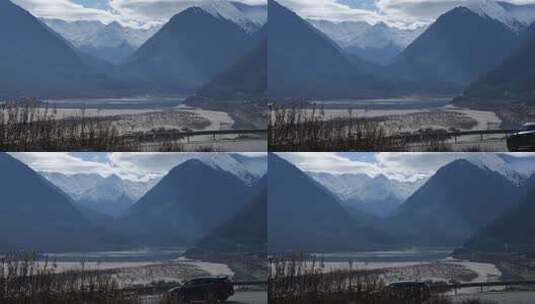 西藏派墨公路雪山高山航拍高清在线视频素材下载