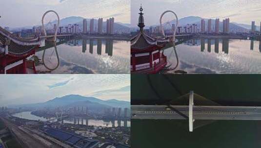 5k三明市台江大桥三明地标三明市大桥航拍高清在线视频素材下载