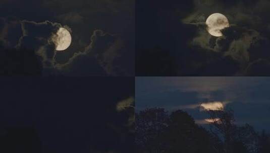 乌云月亮夜晚黑夜明月月亮高清在线视频素材下载