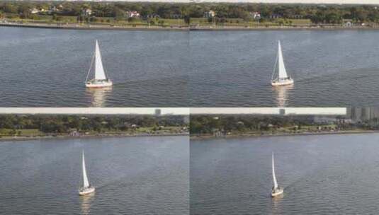小艇划过湖泊高清在线视频素材下载