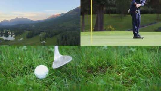 高尔夫球手打发球特写镜头高清在线视频素材下载