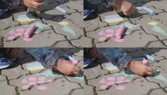 用粉笔在地上涂鸦高清在线视频素材下载