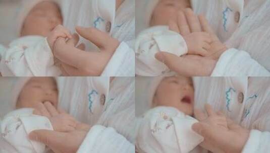 人物婴儿妈妈牵婴儿小手4K视频素材高清在线视频素材下载