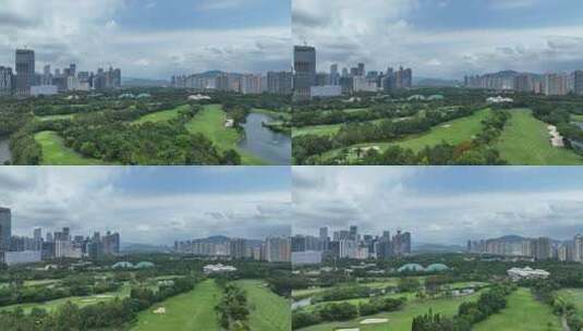 深圳南山区科技园沙河高尔夫航拍高清在线视频素材下载