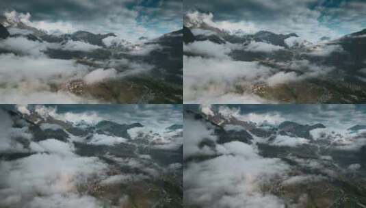 云南风光云层下的怒江大峡谷贡山县城高清在线视频素材下载