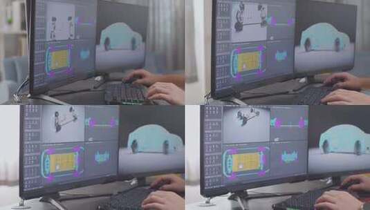 设计师制作汽车3D模型特写高清在线视频素材下载