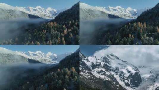 美丽雪山峡谷航拍高清在线视频素材下载