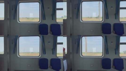 行驶中的火车窗外的庄稼风景路过的餐车高清在线视频素材下载